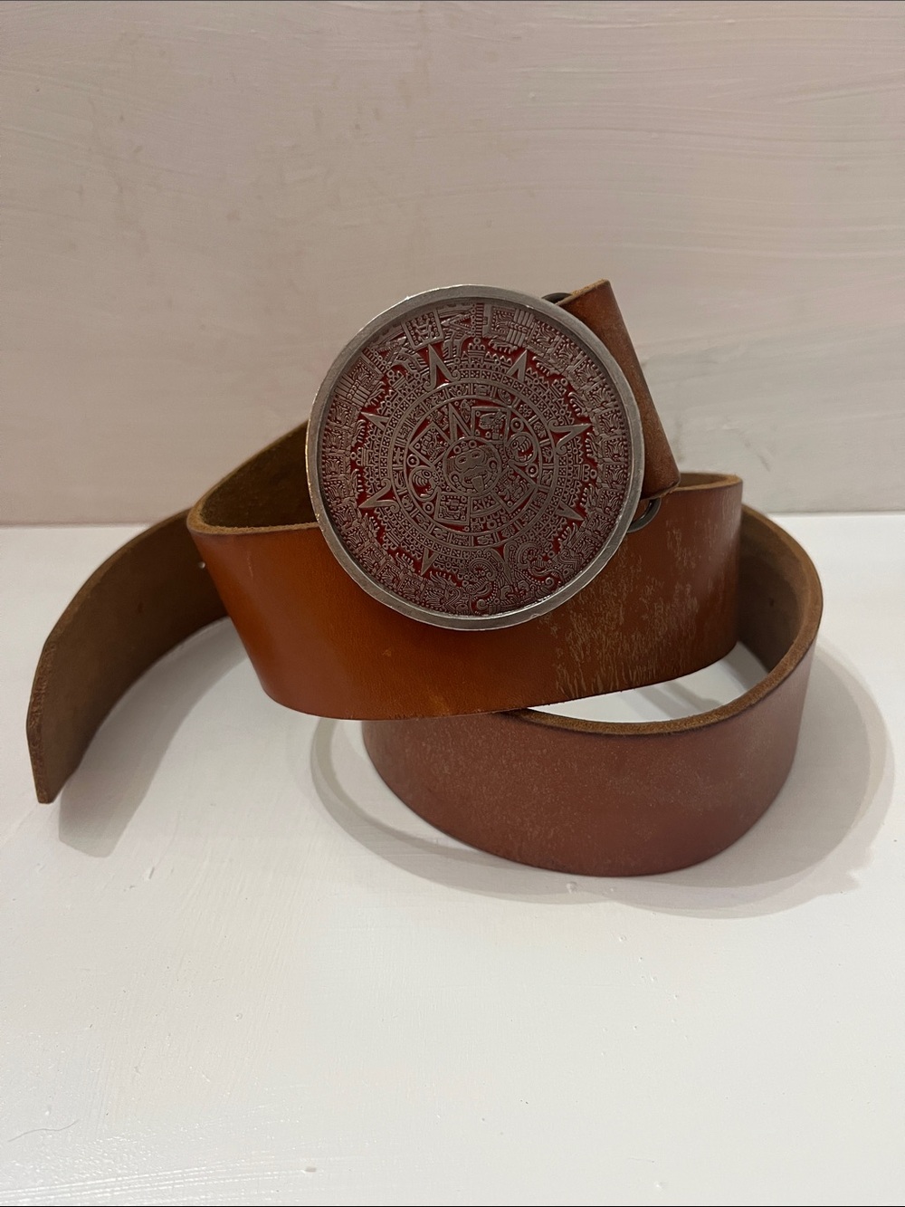 Leather Belt Fleuris Lara Beach 1974 Bergamot Brass Works Buckle